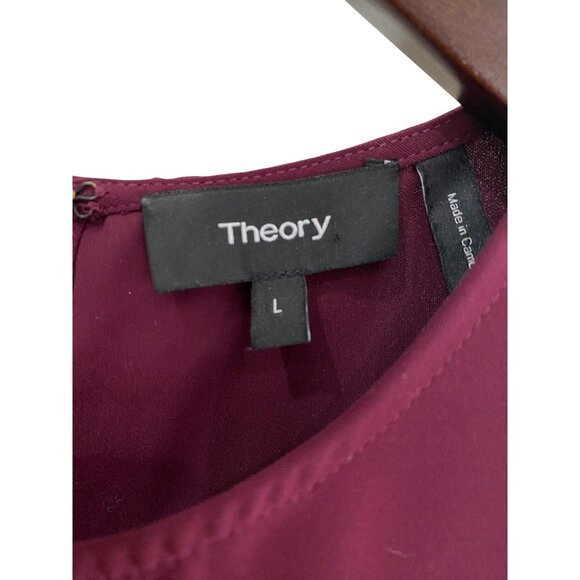 Theory Sleeveless Burgundy Urban Crepe Blouse L 100% Polyester Womens Top - Picture 3 of 8